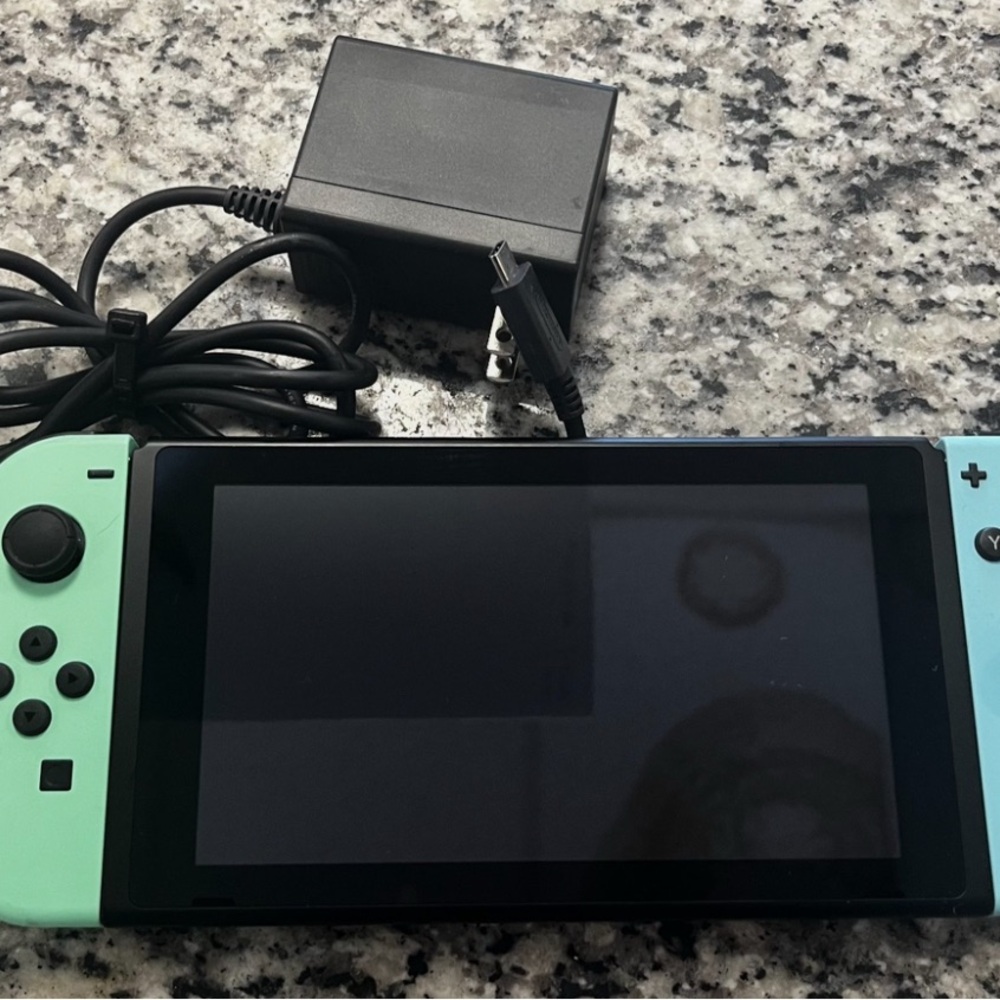Nintendo Switch with Neon Green Left and Neon Blue Right Joy-Con